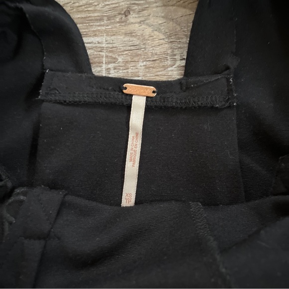 Free People Cha Cha Ponte Knit Black Fit & Flare Dress with Lace Cutout Detail - Picture 12 of 16